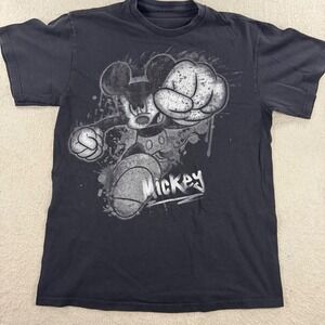 Mickey Mouse Disney World T Shirt Men's Sz Med Graphic Print Cartoon Disney Gray